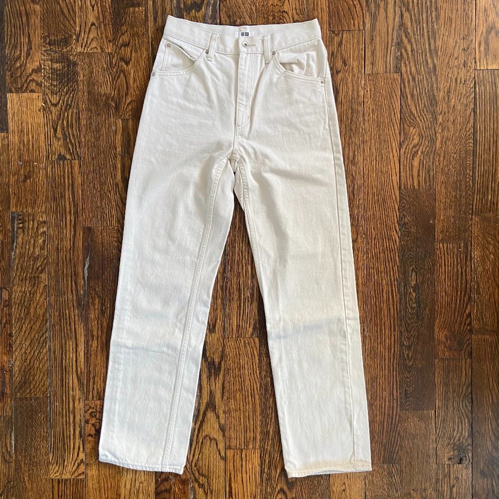 Uniqlo U Bootcut Cream Denim Jeans